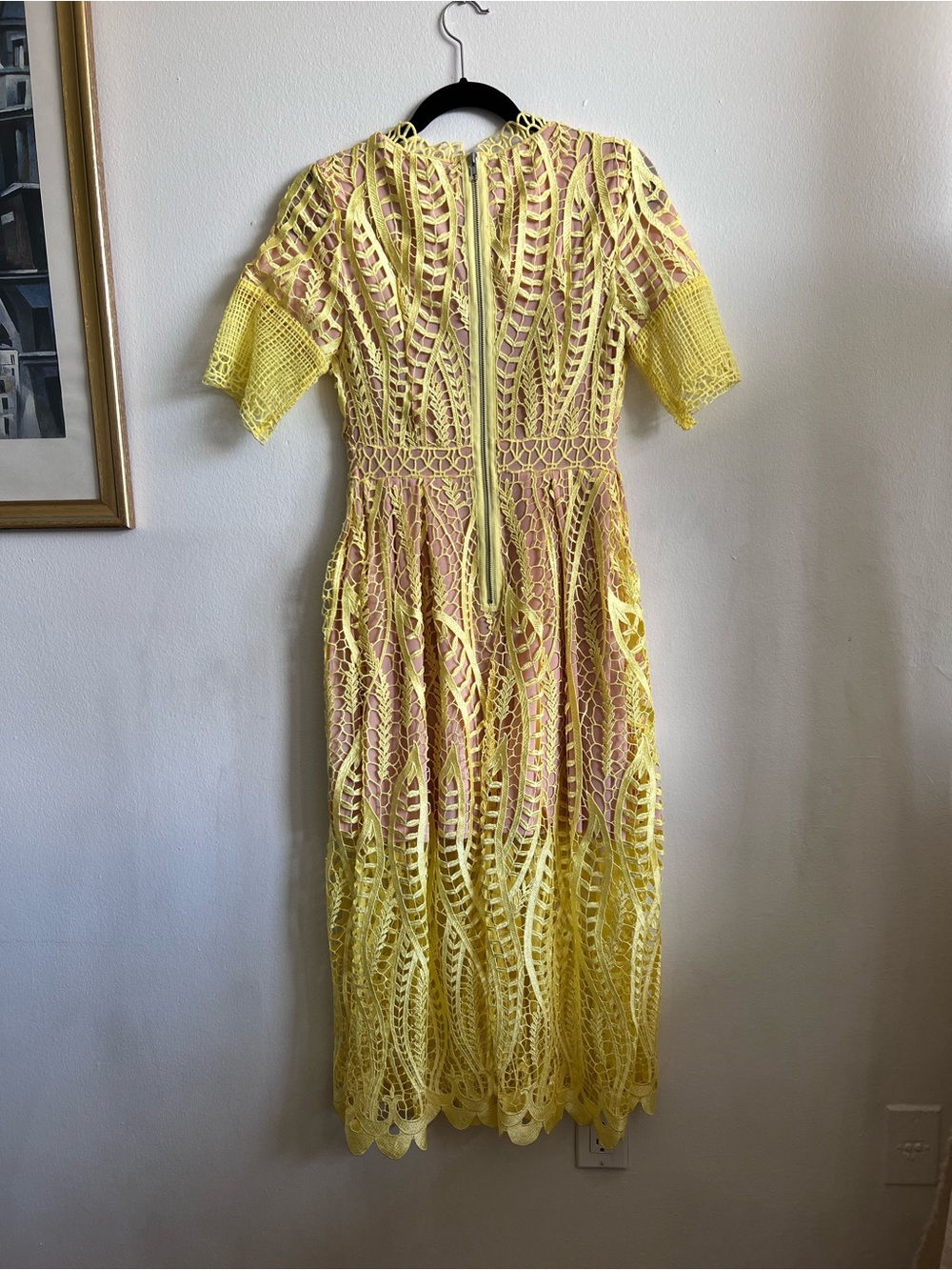 MOSSMAN REVIVAL LACE CROCHET SHORT SLEEVE MIDI DRESS YELLOW SIZE US 4 AUS 8 - Picture 12 of 16